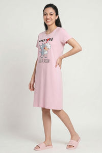 Zivame Farm Lore Knit Cotton Knee Length Nightdress - Winsome Orchid — thumbnail 2
